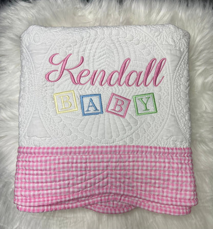 White Heirloom Quilt With Decorative Trim pinkpoodledesignz