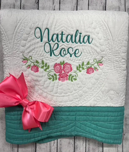 White Heirloom Quilt With Decorative Trim pinkpoodledesignz