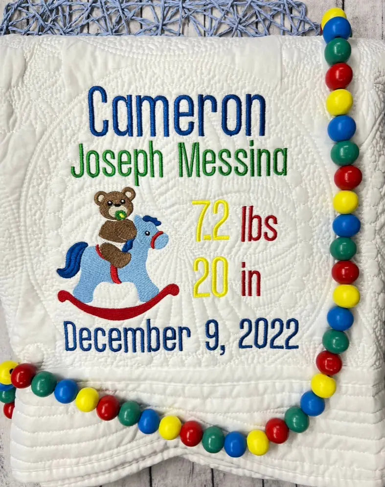 White Heirloom Quilt With Decorative Trim pinkpoodledesignz