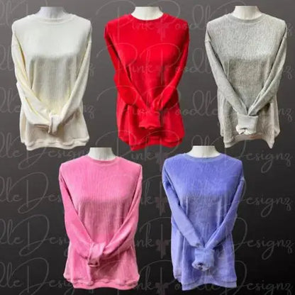 Wholesale Oversized Super Soft Corduroy Crewneck Pink Poodle Designz