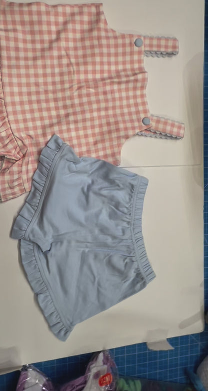 PREORDER Girls Pink Gingham Summer Short Set