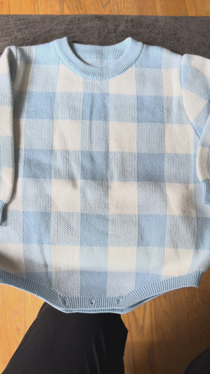 Infant Checkered Sweater Bubble