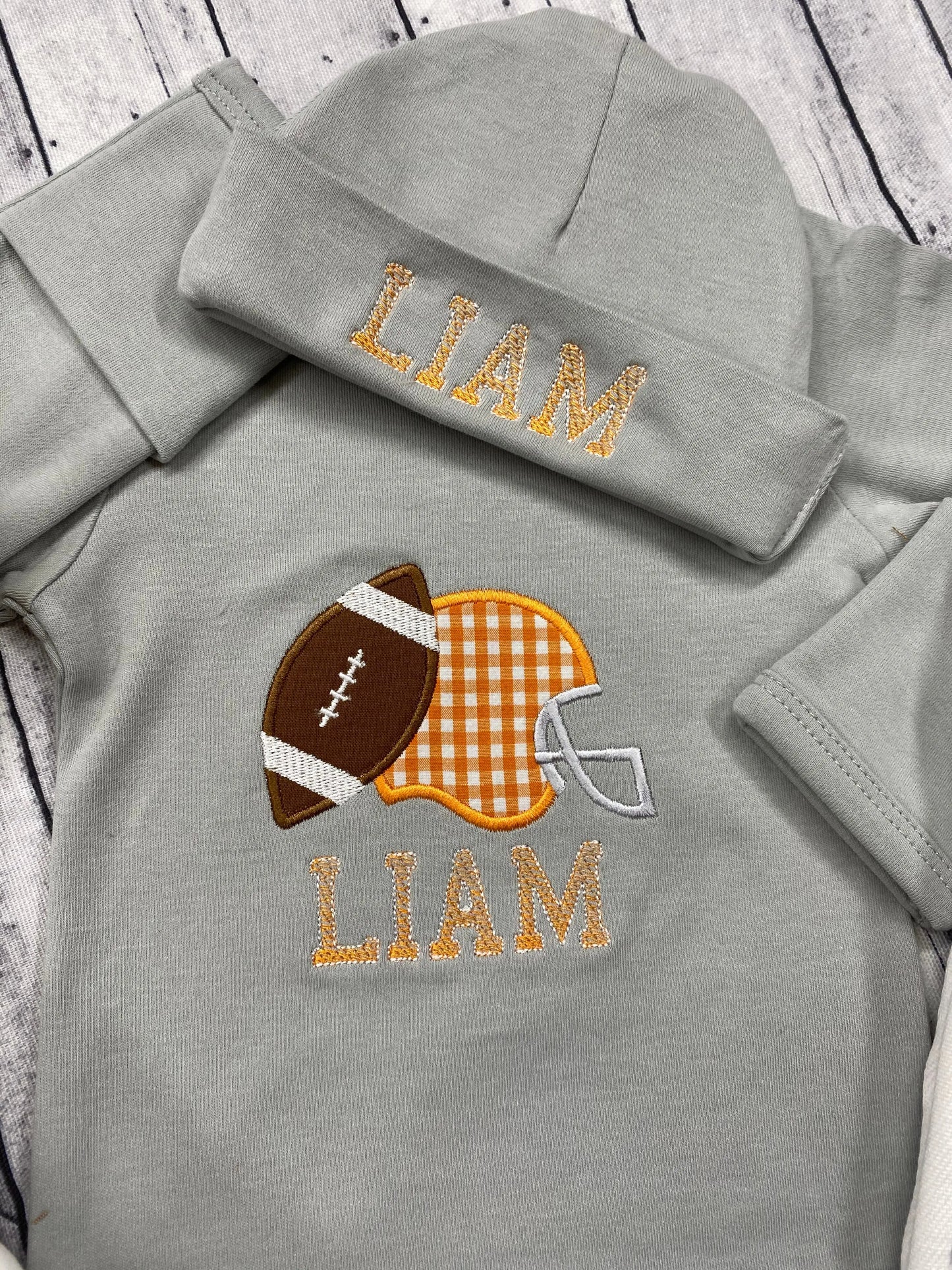 Appliqued TN Football Newborn Infant Sets Pink Poodle Designz