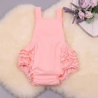 Baby Bubble Ruffle Cross Back Sunsuit Pink Poodle Designz