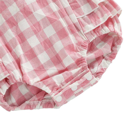 Baby Girl Pink Ruffle Plaid Sunsuit With Matching Headband Pink Poodle Designz