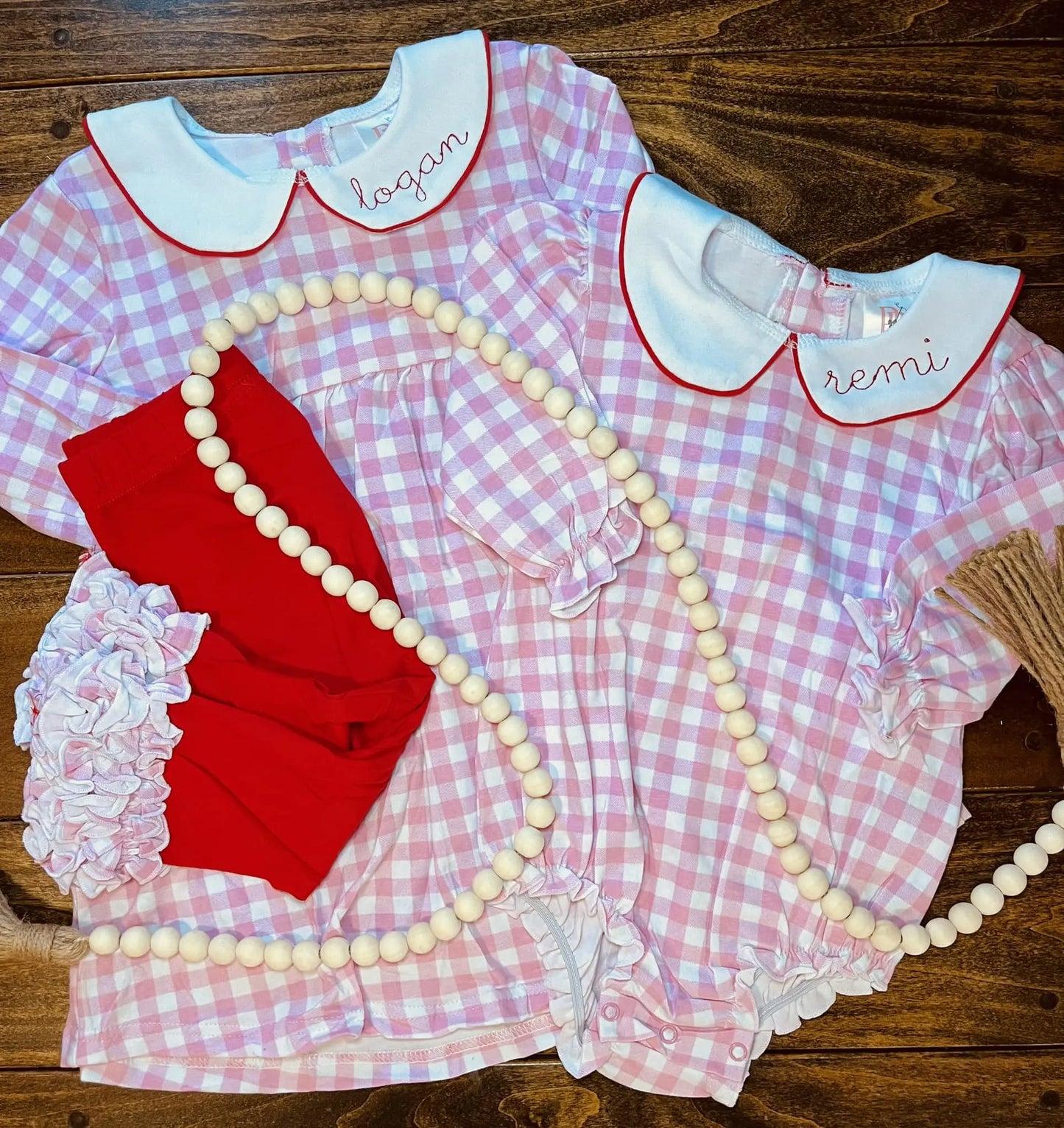 Boutique Girls Checkered Ruffle Set Pink Poodle Designz