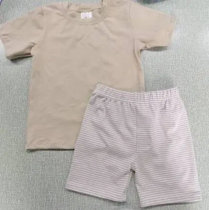 Boys 2PC Striped Short Sets (5 Colors) Pink Poodle Designz