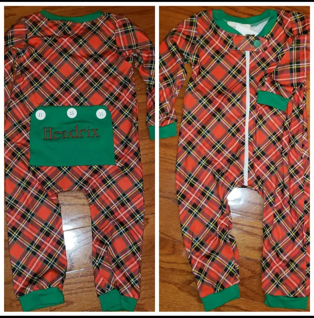 Copy of Christmas Pajamas Long John Baby Boy & Girls Red Butt Flap Pink Poodle Designz