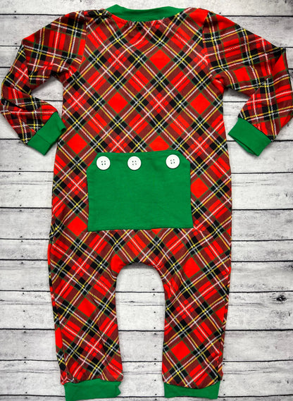 Copy of Christmas Pajamas Long John Baby Boy & Girls Red Butt Flap Pink Poodle Designz