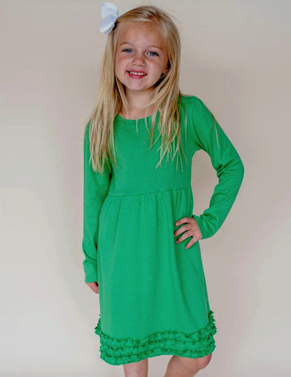 Girl's Long Sleeve Ruffle Empire Waist Dress ARB Blanks