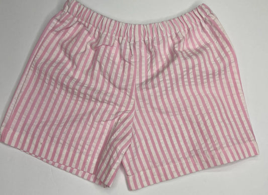 Girl's Pink Seersucker Summer Shorts Creations By Serwaah