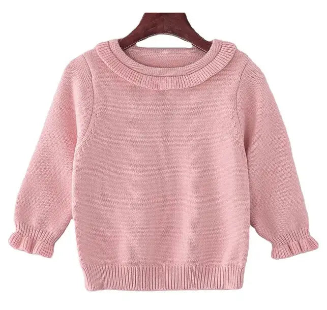 Girls Knit Lace Collar Sweater Pink Poodle Designz