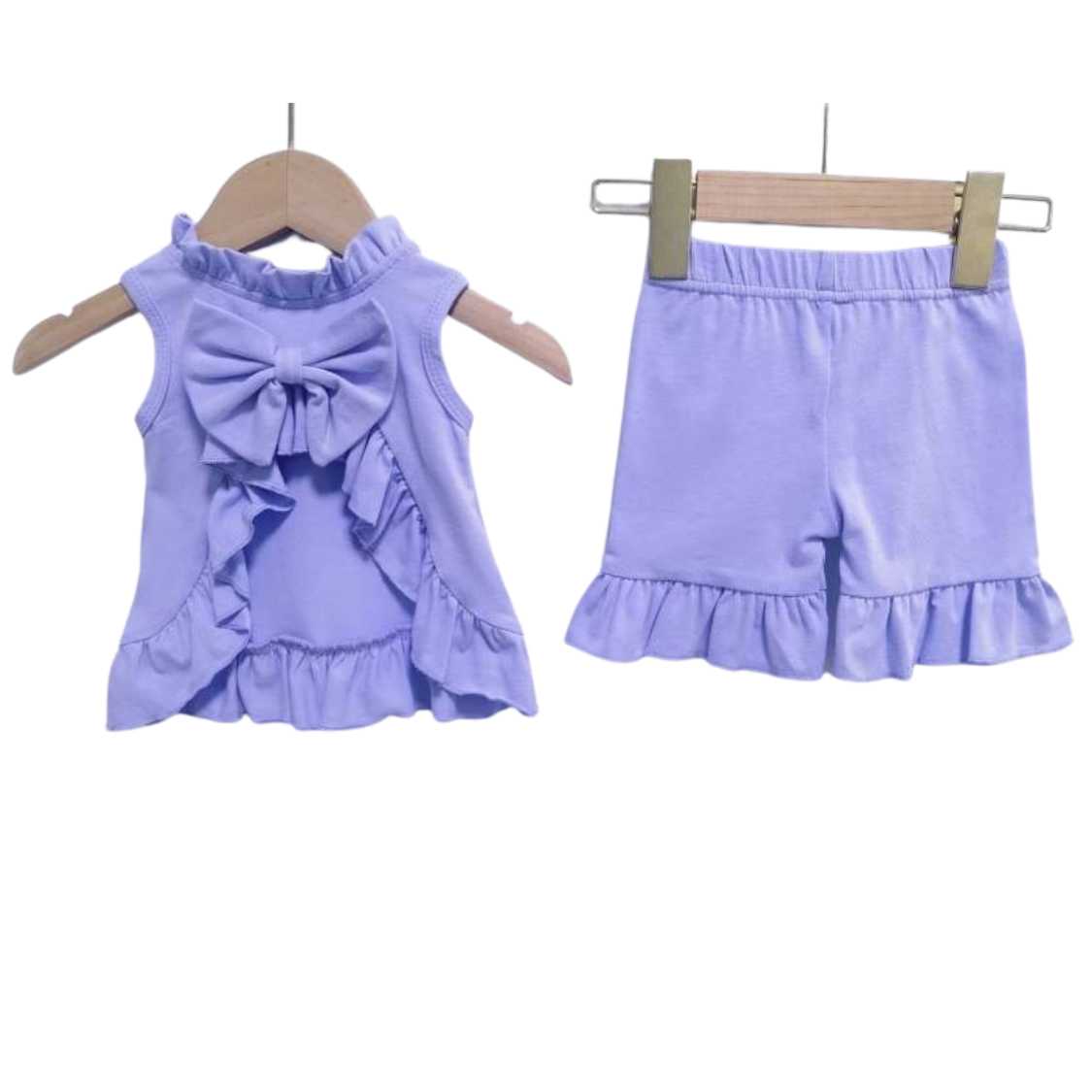 Canrulo 1-5 Years Girls Clothes Summer Outfits Solid Color Big Bow-Knot  Decor Sling Tank Tops Ripped Hole Rivet Decor Shorts Set - AliExpress