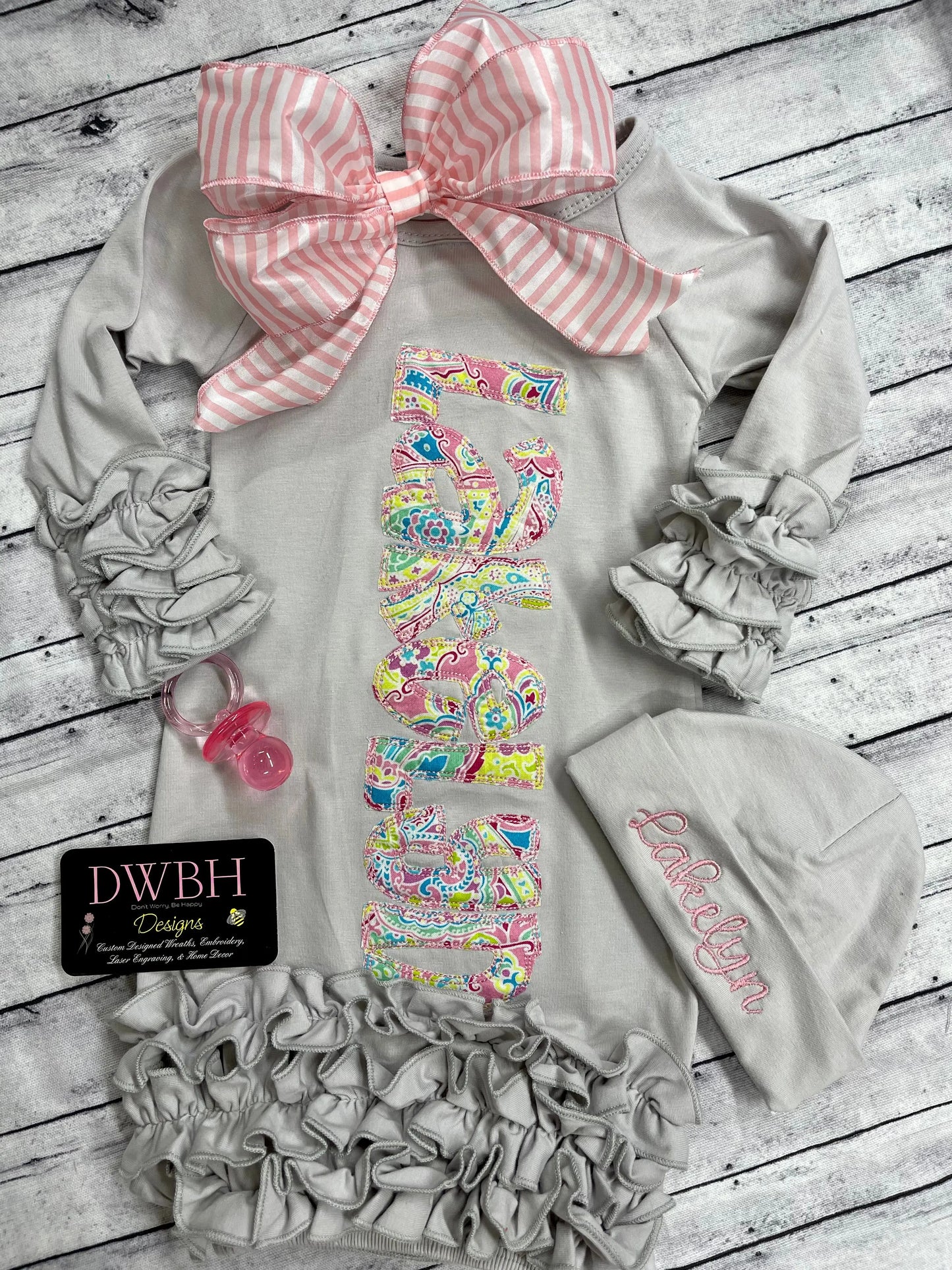 Long Sleeve Infant Girl's Ruffle Gown Pink Poodle Designz