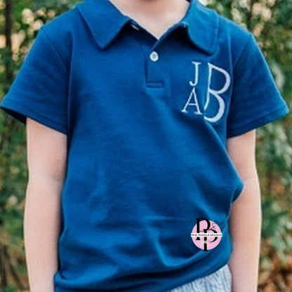 Monogrammed Boy's Short Sleeve Polo Pink Poodle Designz