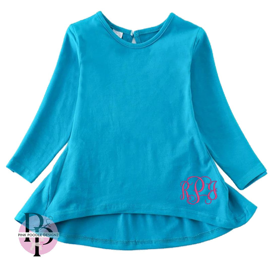 Monogrammed Flowy Blue Tunic Honeydew