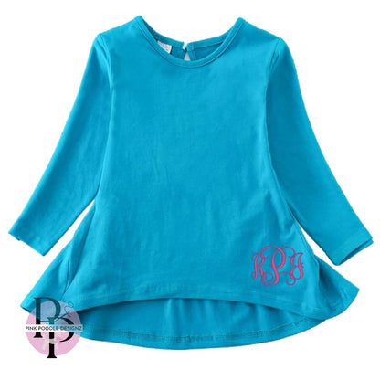 Monogrammed Flowy Blue Tunic Honeydew