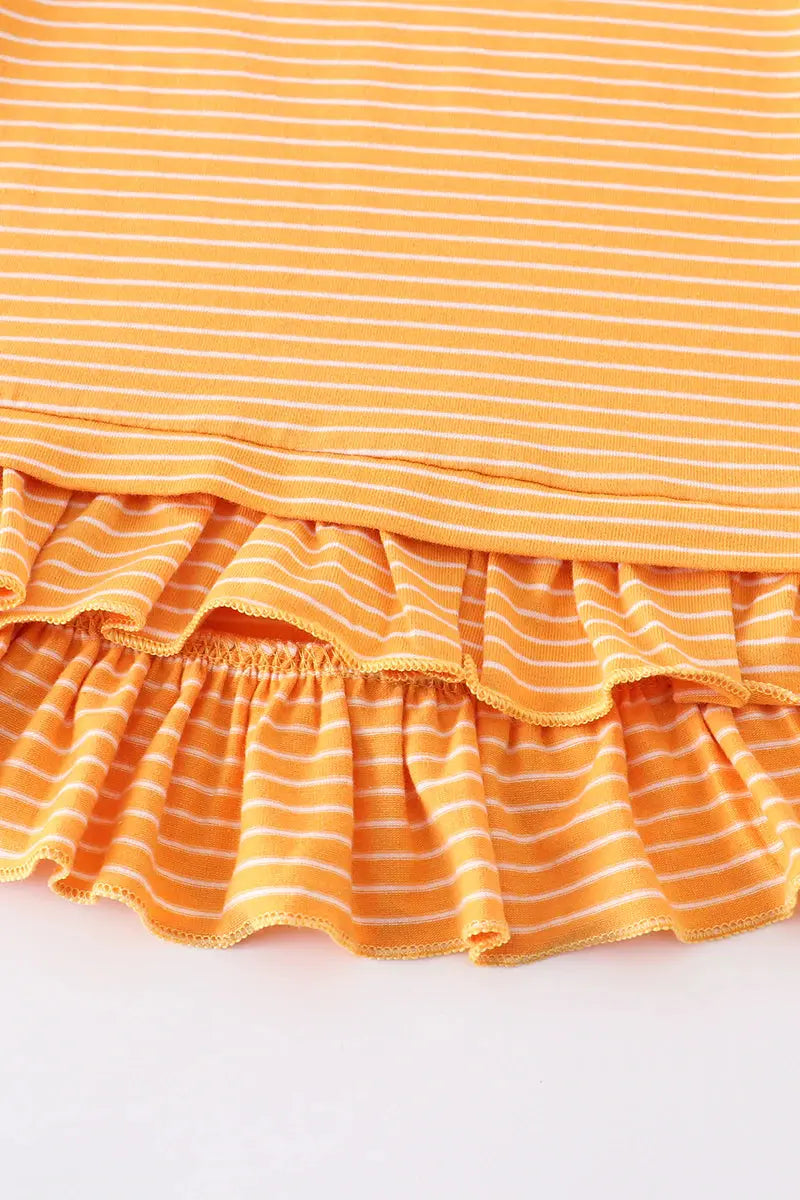 Monogrammed Flowy Mustard Ruffle Stripe Tunic Honeydew