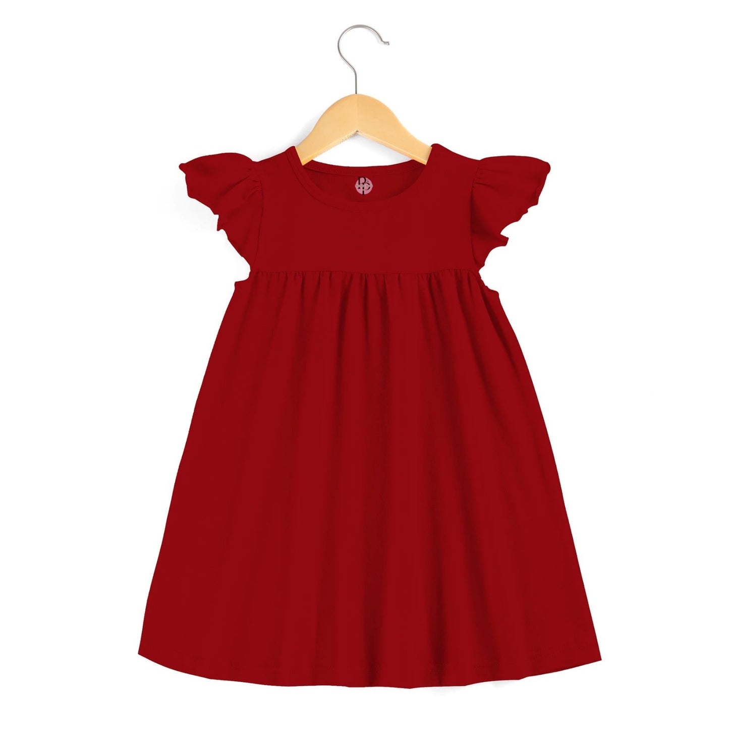 Monogrammed Girl's Cotton Flutter Sleeve Dress Pink Poodle Designz