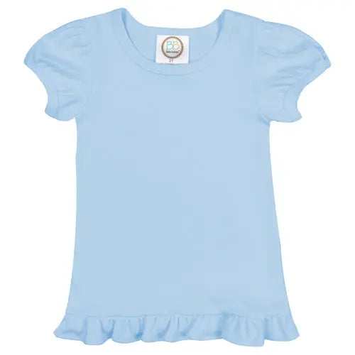 Monogrammed Girls' Ice Blue Sleeve Ruffle Tee Pink Poodle Designz