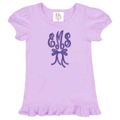 Monogrammed Girls' Lavender Boutique Ruffle Tee Pink Poodle Designz