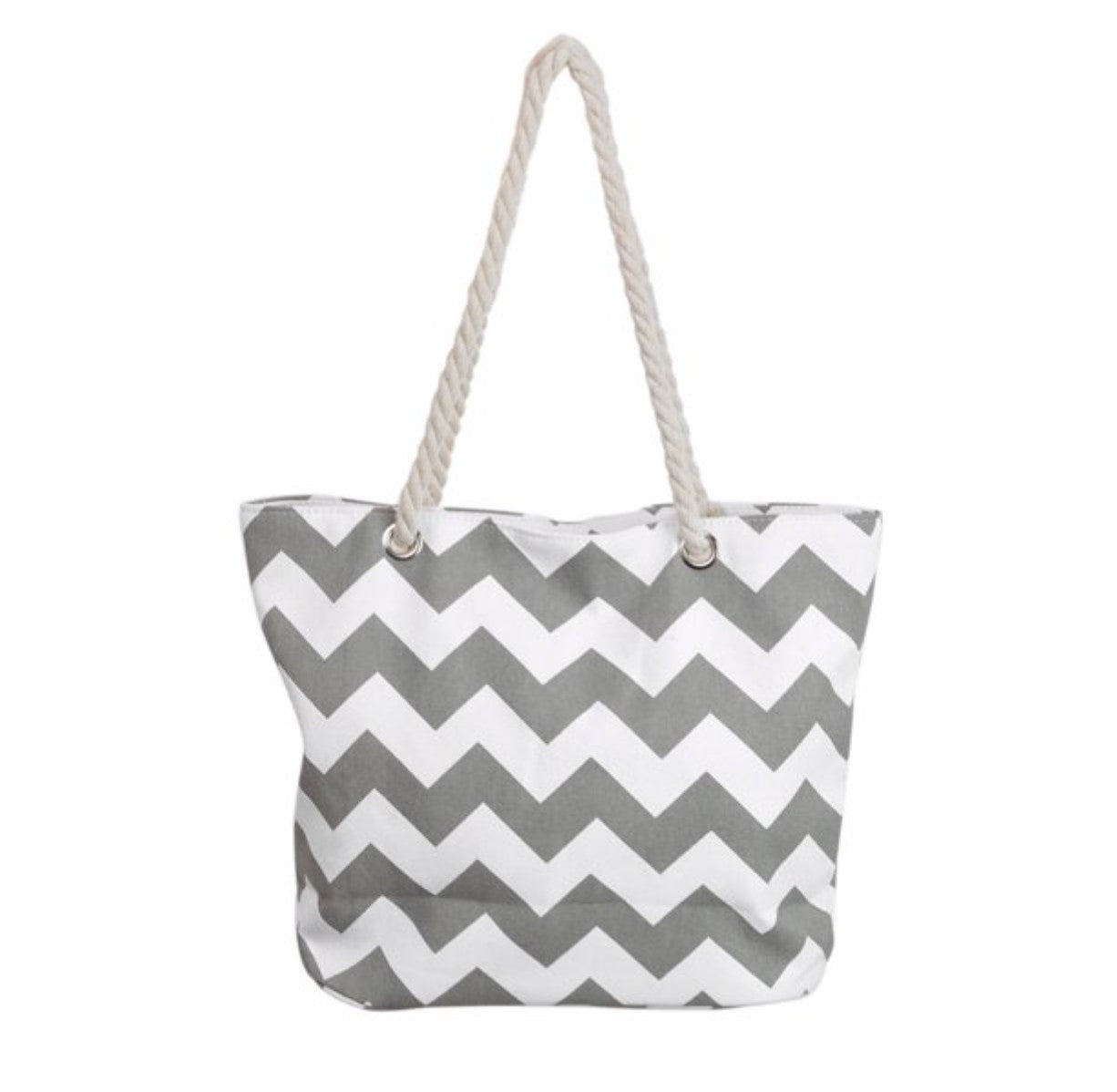 Monogrammed Grey Chevron Canvas Tote Pink Poodle Designz