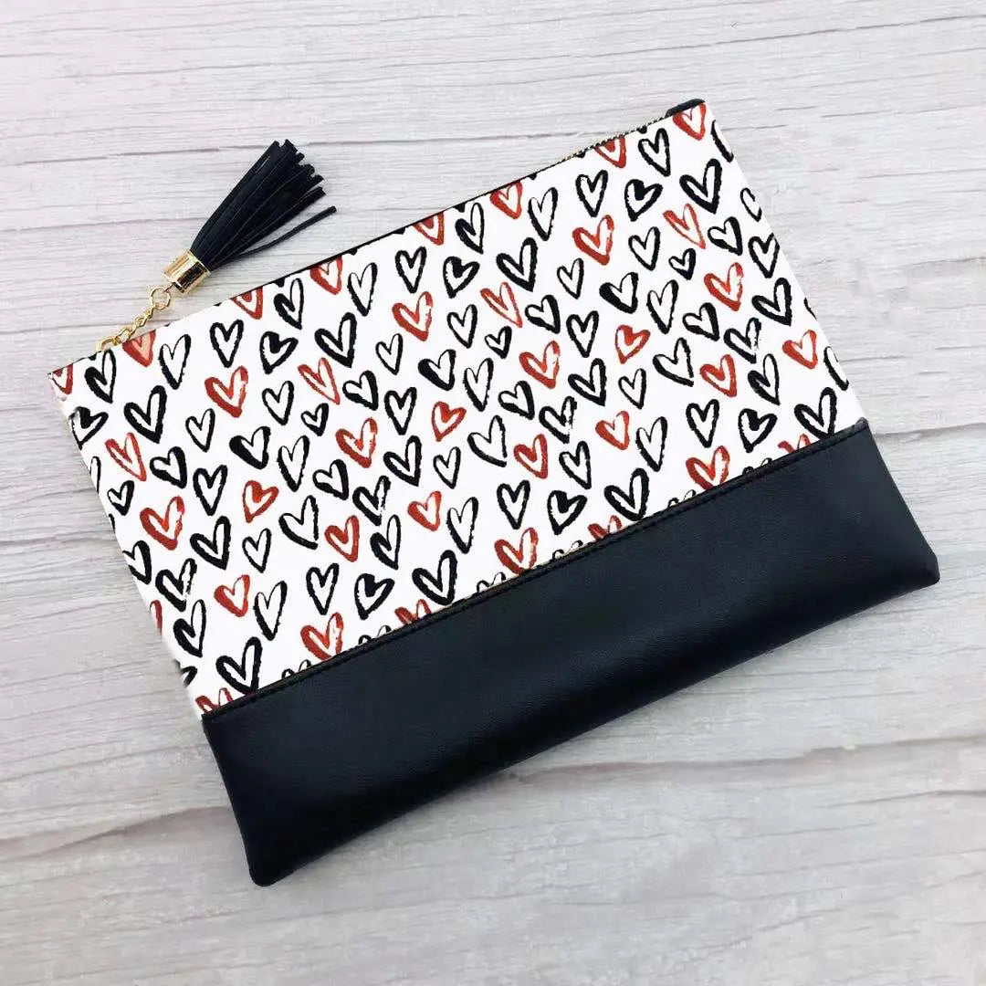 Monogrammed Heart Print Cosmetic Bag Blanks Outlet