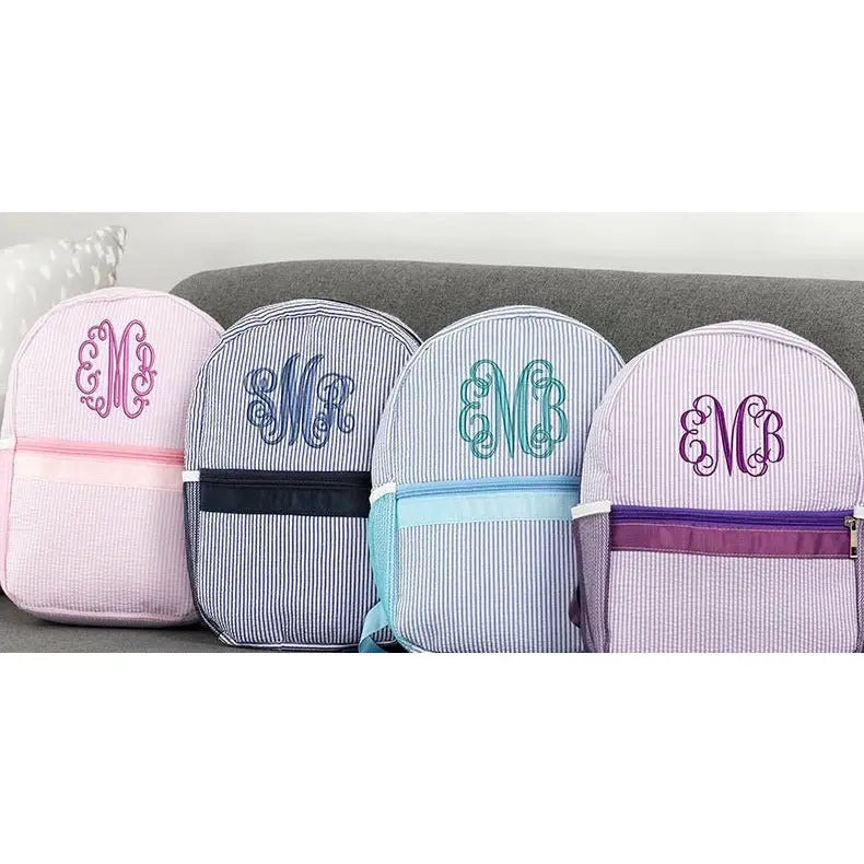 Monogrammed Seersucker Toddler Backpack pinkpoodledesignz