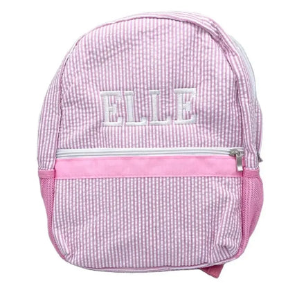 Monogrammed Seersucker Toddler Backpack pinkpoodledesignz