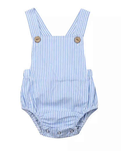 Monogrammed Unisex Sleeveless Casual Playsuit Blue/White Stripe Pink Poodle Designz