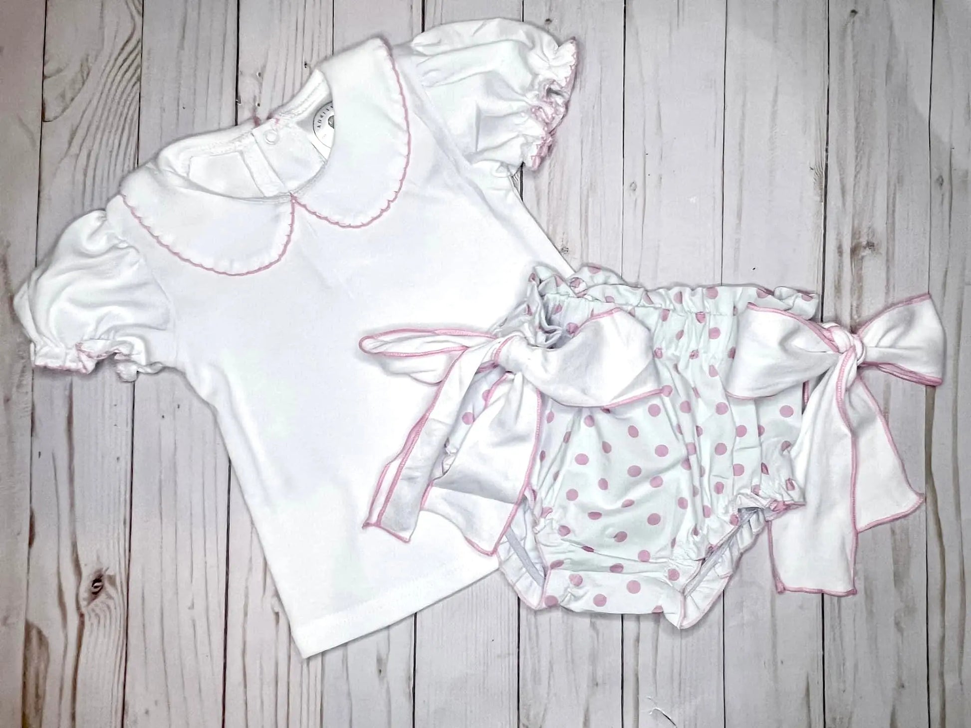 Picot Trim Ruffled Diaper Set Pink Poodle Designz