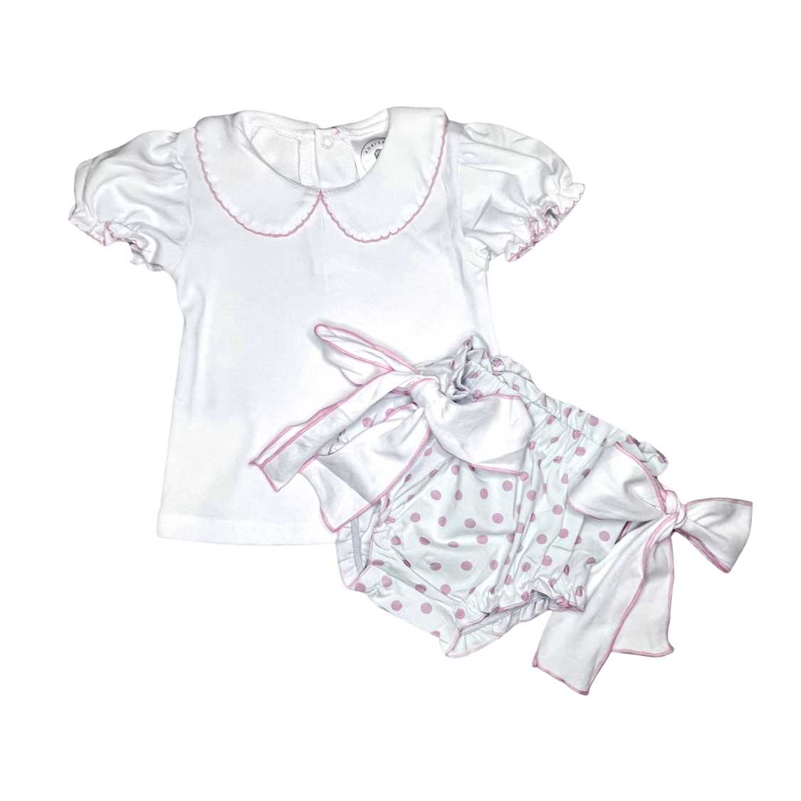 Picot Trim Ruffled Diaper Set Pink Poodle Designz