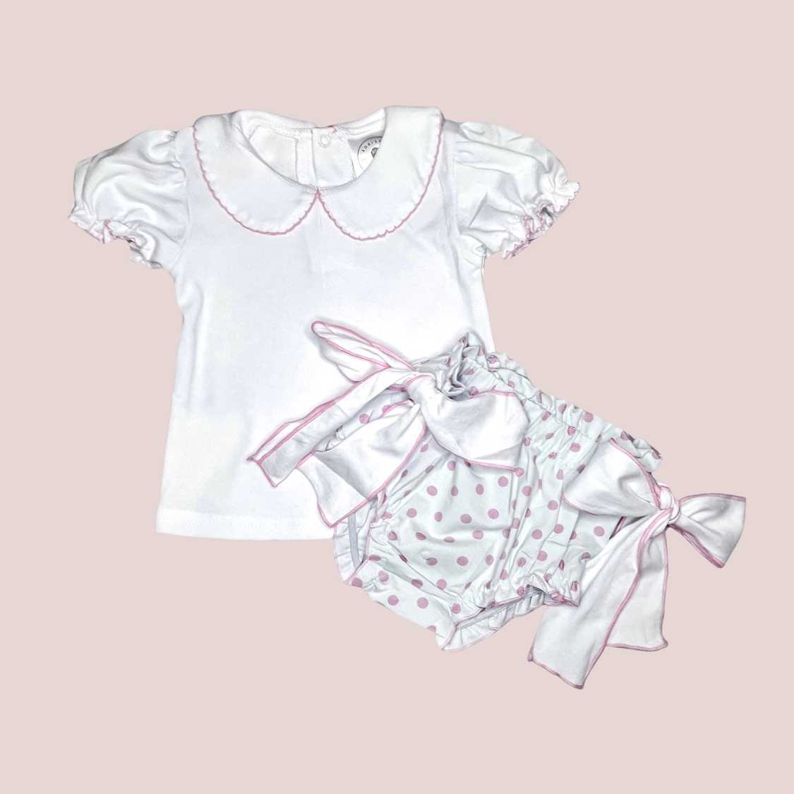 Picot Trim Ruffled Diaper Set Pink Poodle Designz