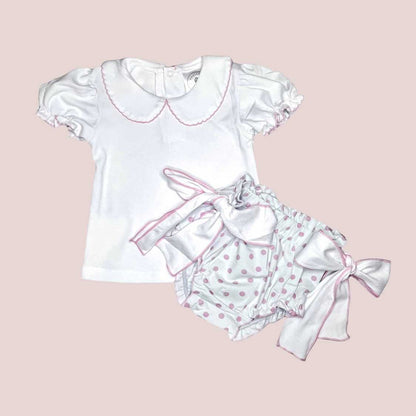 Picot Trim Ruffled Diaper Set Pink Poodle Designz