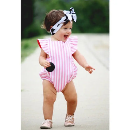 Pink Princess Baby Girl Striped Sunsuit Pink Poodle Designz