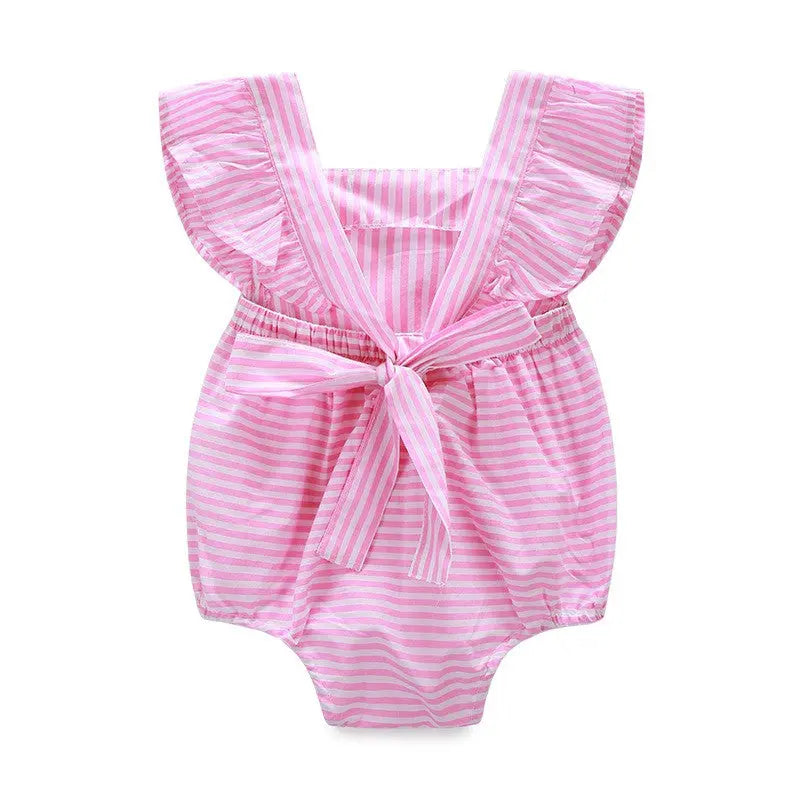 Pink Princess Baby Girl Striped Sunsuit Pink Poodle Designz