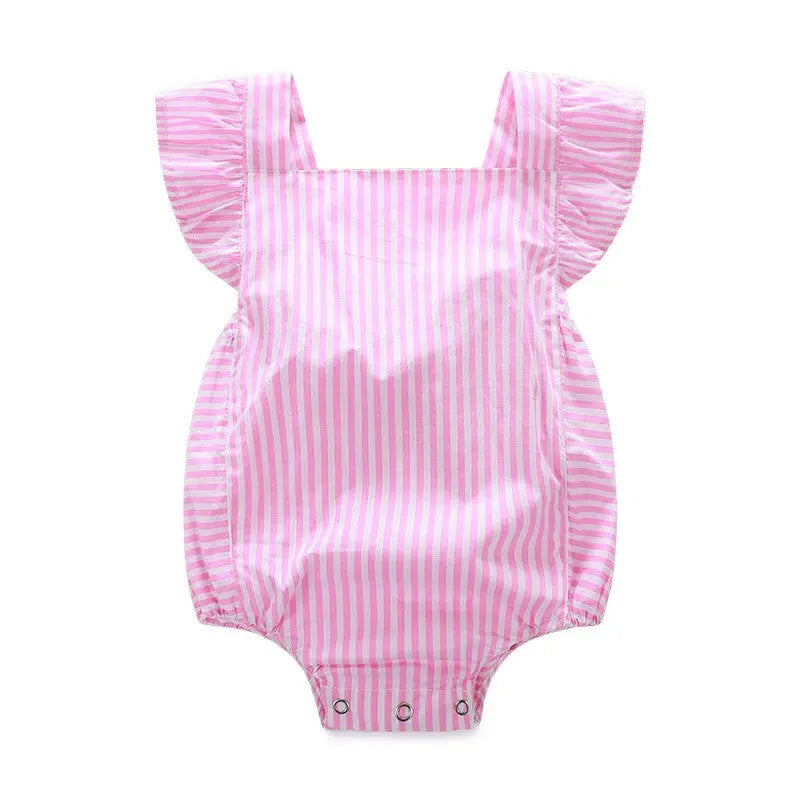 Pink Princess Baby Girl Striped Sunsuit Pink Poodle Designz