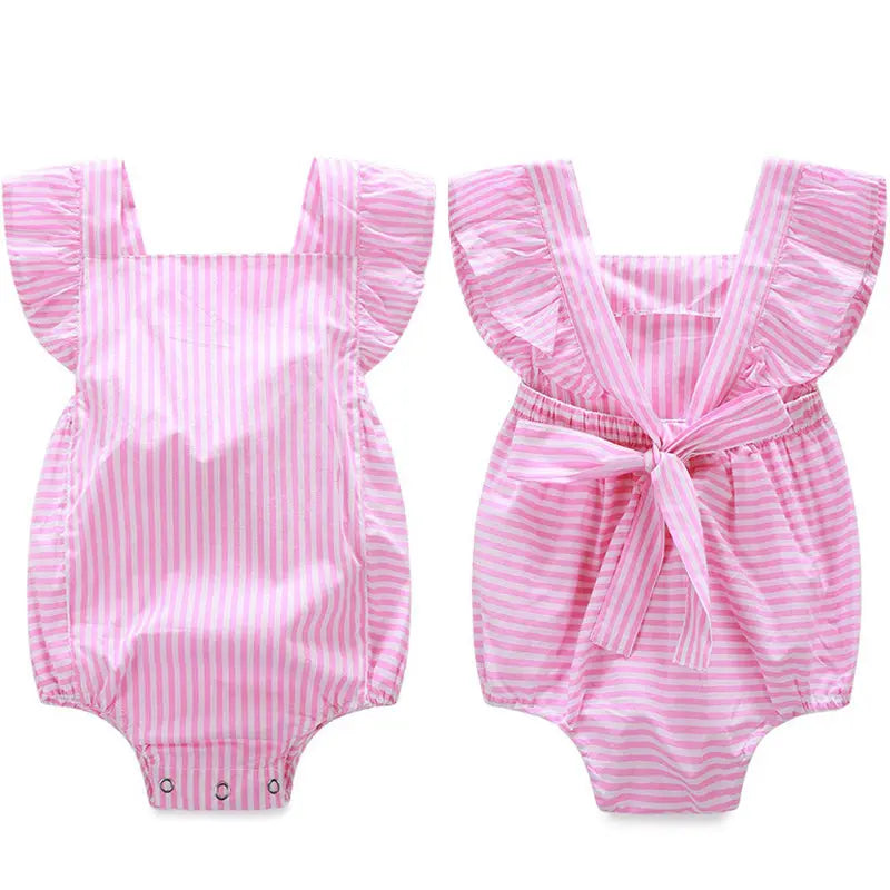 Pink Princess Baby Girl Striped Sunsuit Pink Poodle Designz