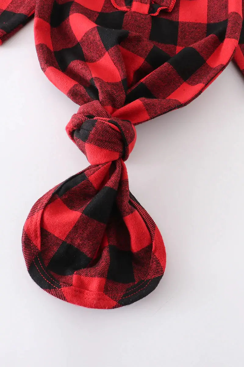 Red/Black Plaid Baby Gown Set Honeydew