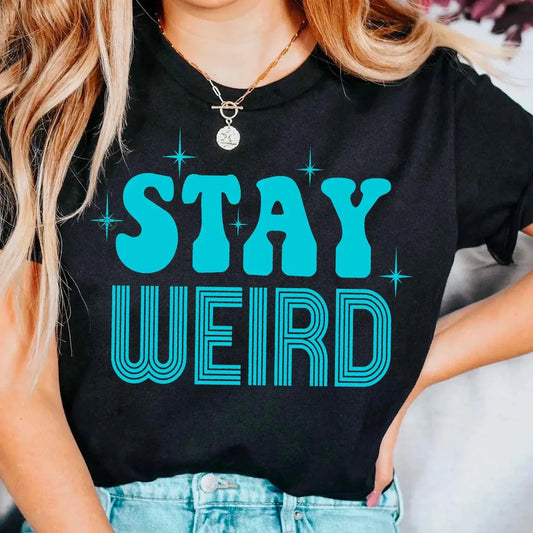 Stay Weird Short Sleeve Tee Pink Poodle Designz