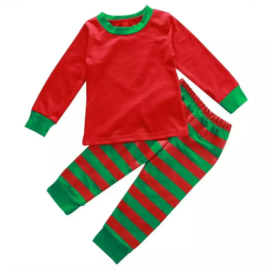 Unisex Cotton Christmas Striped Pajamas Pink Poodle Designz