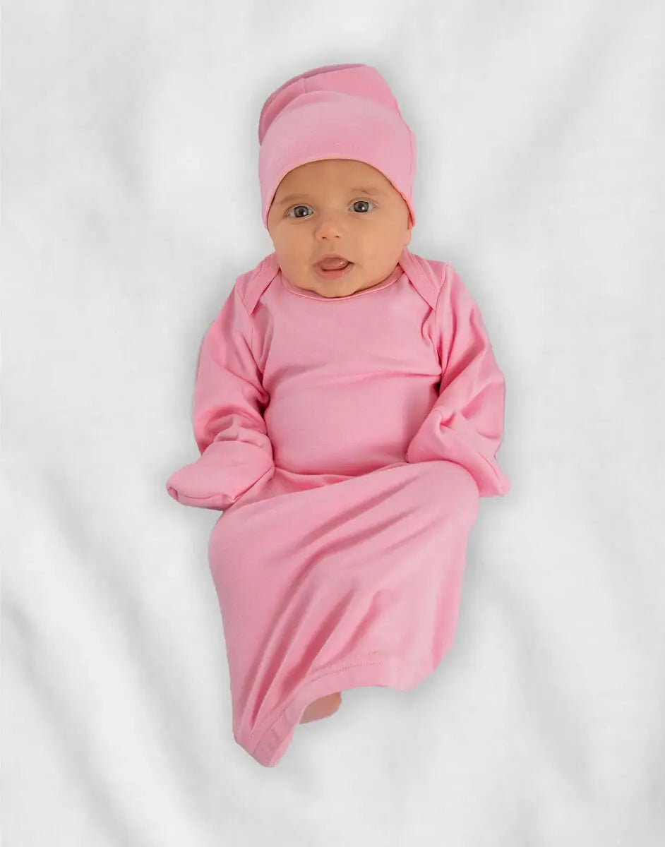 Unisex Infant Long Sleeve Lap Gown With Mittens Pink Poodle Designz