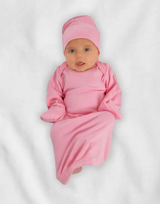 Unisex Infant Long Sleeve Lap Gown With Mittens Pink Poodle Designz